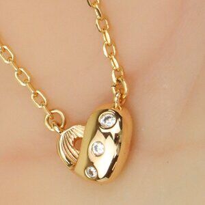 "Heart Charm Rose Gold Necklace with Crystal Accents, XPNL0225